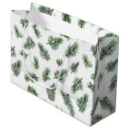 緑のクリスマスパインの木 ラージペーパーバッグ