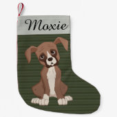 緑のクリスマスパターンを描いたボクサー スモールクリスマスストッキング (正面)