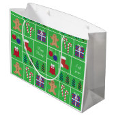緑のクリスマスパターン大きいギフトバッグ ラージペーパーバッグ (裏面アングル)