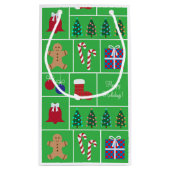 緑のクリスマスパターン小さいギフトバッグ スモールペーパーバッグ (裏面)