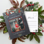 緑のクリスマスフォトウォーターカラーシャルボード シーズンポストカード<br><div class="desc">この美しいクリスマスカードが好きになるぞ！植物性の水の色のアレンジメントは、ヤドリギ、松の枝、果実、ベビーの息で構成されている。上部にはメリークリスマスと書かれており、その下には写真を追加できる。カードの下には小さなメッセージの場所があり、その下に名前や年を追加することができる。</div>
