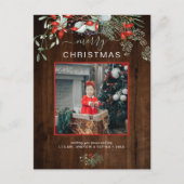 緑のクリスマスフォトウォーターカラーダークウッド シーズンポストカード (正面)