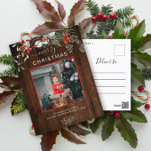 緑のクリスマスフォトウォーターカラーダークウッド シーズンポストカード