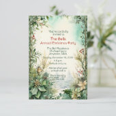 緑のクリスマスフラワークリスマスパーティー 招待状 (スタンド正面)