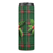 緑のクリスマスプレイドのホリーとベリー タンブラー (裏面)