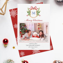 緑のクリスマスホリデー付きモノグラムクレスト