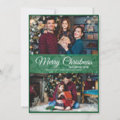 緑のクリスマスホリーリーフグリーンフレーム2写真 シーズンカード (正面)