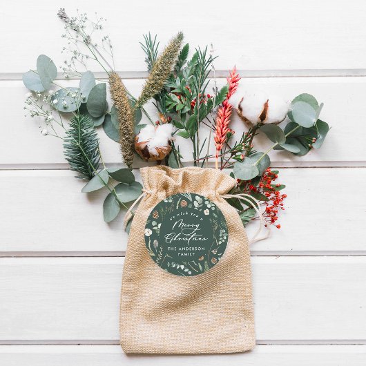 緑のクリスマスミニマルのエレガント植物写真 ラウンドシール