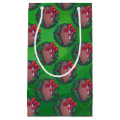 緑のクリスマスリースのサッカー スモールペーパーバッグ (正面)