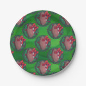 緑のクリスマスリースのサッカー ペーパープレート (正面)