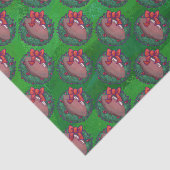 緑のクリスマスリースのサッカー 薄葉紙 (詳細)