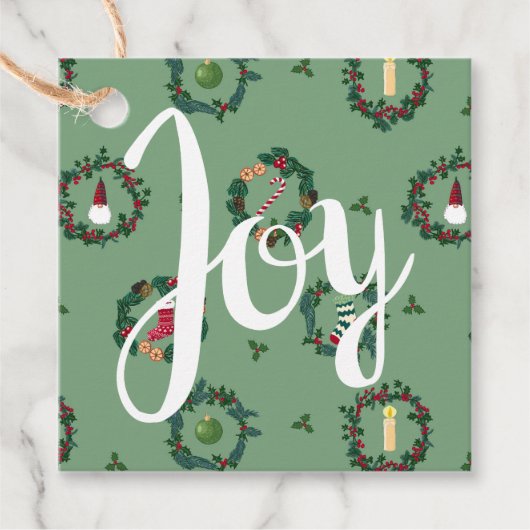 緑のクリスマスリース フェイバータグ (正面)