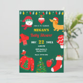 緑のクリスマス冬のアイコン赤ちゃんシャワー 招待状 (スタンド正面)