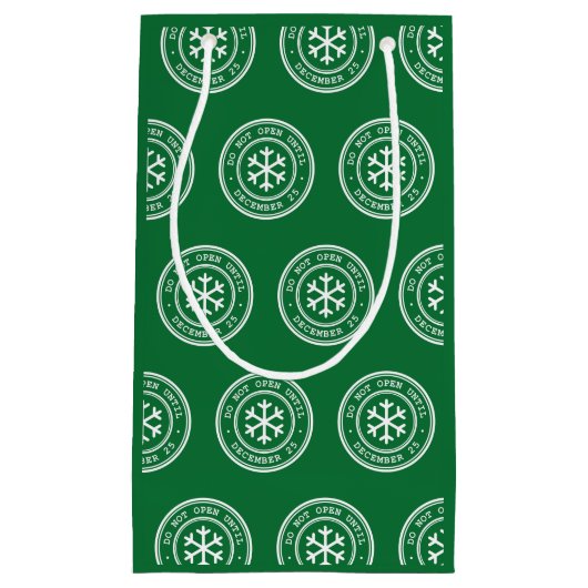 緑のクリスマス抱き枕まで開かない スモールペーパーバッグ (正面)