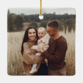 緑のクリスマス水の色の森林写真 セラミックオーナメント (裏面)