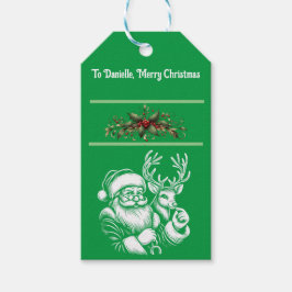 緑のクリスマス美しいサンタクロース ギフトタグ