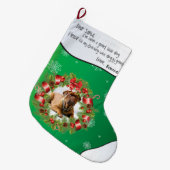 緑のクリスマスPHOTO FRAME for Your Dog's Photo ラージクリスマスストッキング (正面 (吊り時))