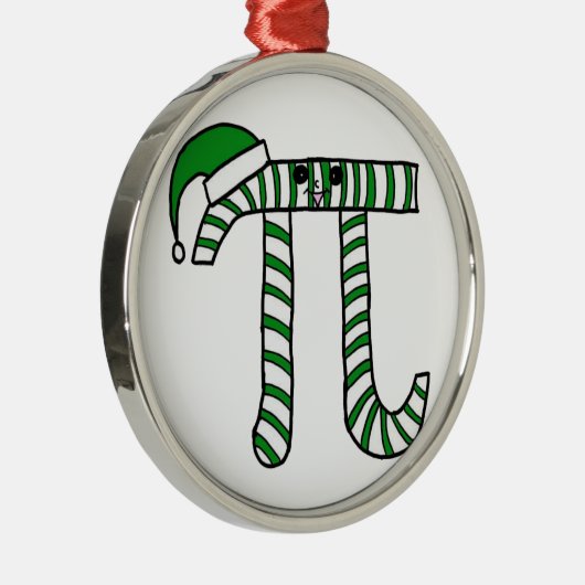 緑のクリスマスPiの数学のギークのオーナメント メタルオーナメント (右)
