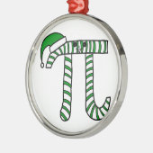 緑のクリスマスPiの数学のギークのオーナメント メタルオーナメント (左)