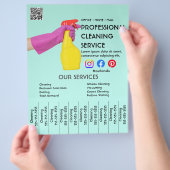 緑のクリーニングフォトポスターと切り取りタブFly チラシ (手)