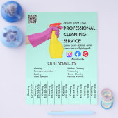 緑のクリーニングフォトポスターと切り取りタブFly チラシ (シングル)