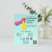 緑のクリーニングフォトポスターと切り取りタブFly ポストカード (スタンド正面)