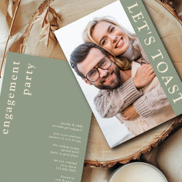 緑のクリーム フォトエンゲージメントパーティーのお祝い 招待状