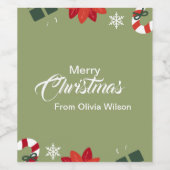 緑のクリ図解入りの、写真付きのスマス ワインラベル (シングルラベル)