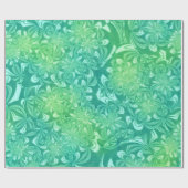 緑のクリ渦巻形のスマス ラッピングペーパー (フラット)