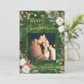 緑のクリ素朴スマス | 冬のフローラと写真 シーズンカード (スタンド正面)