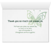 緑のクローバーおよび蝶コーナーのテーブルカード (内部横(下))