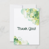 緑のクローバーおよび蝶コーナーは感謝していしています サンキューカード (正面)