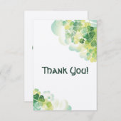 緑のクローバーおよび蝶コーナーは感謝していしています サンキューカード (正面/裏面)