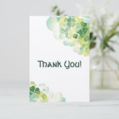 緑のクローバーおよび蝶コーナーは感謝していしています サンキューカード (スタンド正面)