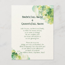 緑のクローバーおよび蝶コーナー 招待状