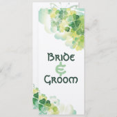 緑のクローバーと蝶の角のスケジュール 招待状 (正面/裏面)