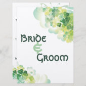 緑のクローバーと蝶の角の席次表 招待状 (正面/裏面)