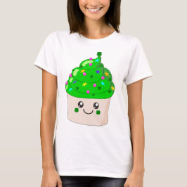 緑のクローバーのSt patricks dayのかわいいカップケーキ Tシャツ