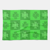 緑のクローバーパターン キッチンタオル (横)