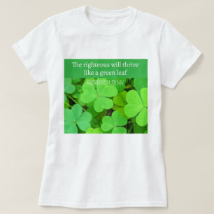 緑のクローバー写真繁栄バイブル聖句かわいい Tシャツ