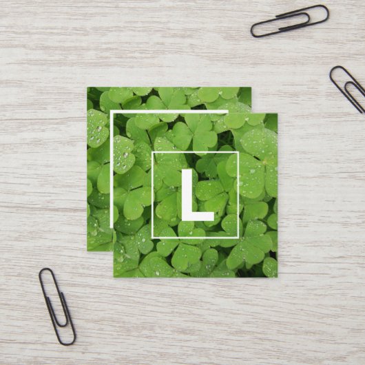 緑のクローバー園芸師の手紙 スクエア名刺 (正面/裏面インサイチュ)