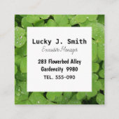 緑のクローバー園芸師の手紙 スクエア名刺 (裏面)