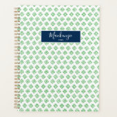 緑のクローバー模様の学校パーソナライズされたカレンダー プランナー手帳 (正面)