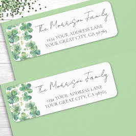 緑のクローバー シャムロック 返送先住所ラベル ラベル