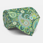 緑のクールタイルペイズリー模様のネックタイ ネクタイ (ロール)