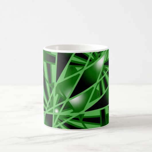 緑のグラデーションの塗りつぶしアートのパースペクティブスケッチ コーヒーマグカップ (中央)