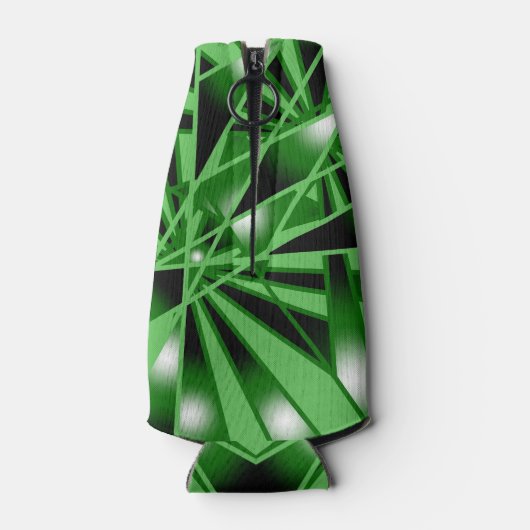 緑のグラデーションの塗りつぶしアートのパースペクティブスケッチ ボトルクーラー (裏面)