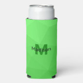 緑のグラデーションジオメトリメッシュパターンモノグラム スリム缶クーラー (Seltzer正面)