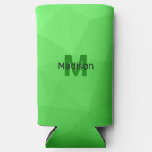 緑のグラデーションジオメトリメッシュパターンモノグラム スリム缶クーラー (正面)