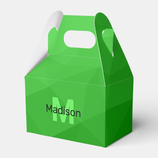 緑のグラデーションジオメトリメッシュパターンモノグラム フェイバーボックス (正面サイド)